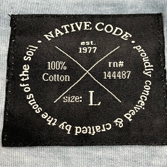 Native Code mens Hawaiian t-shirt large short sleeve v neck pullover cotton top - Picture 3 of 12